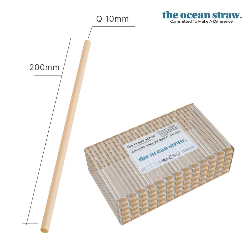 The Ocean Straw 10mm - Bubbelte Drink Straw Nature / 200mm / Bag 10mm - Bubble Tea