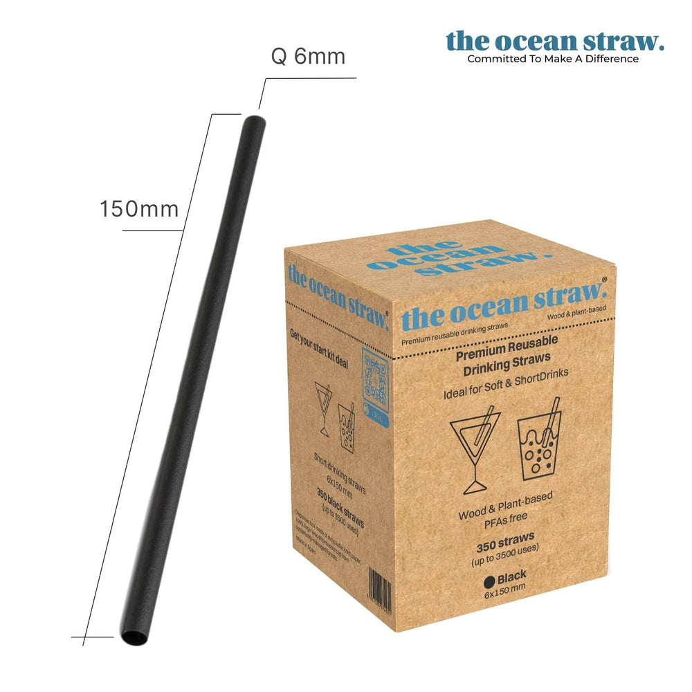 The Ocean Straw 6mm - Cocktails & Soft Drinks Black / 150mm / Dispenser (D350) 6mm - Cocktails & Soft Drinks