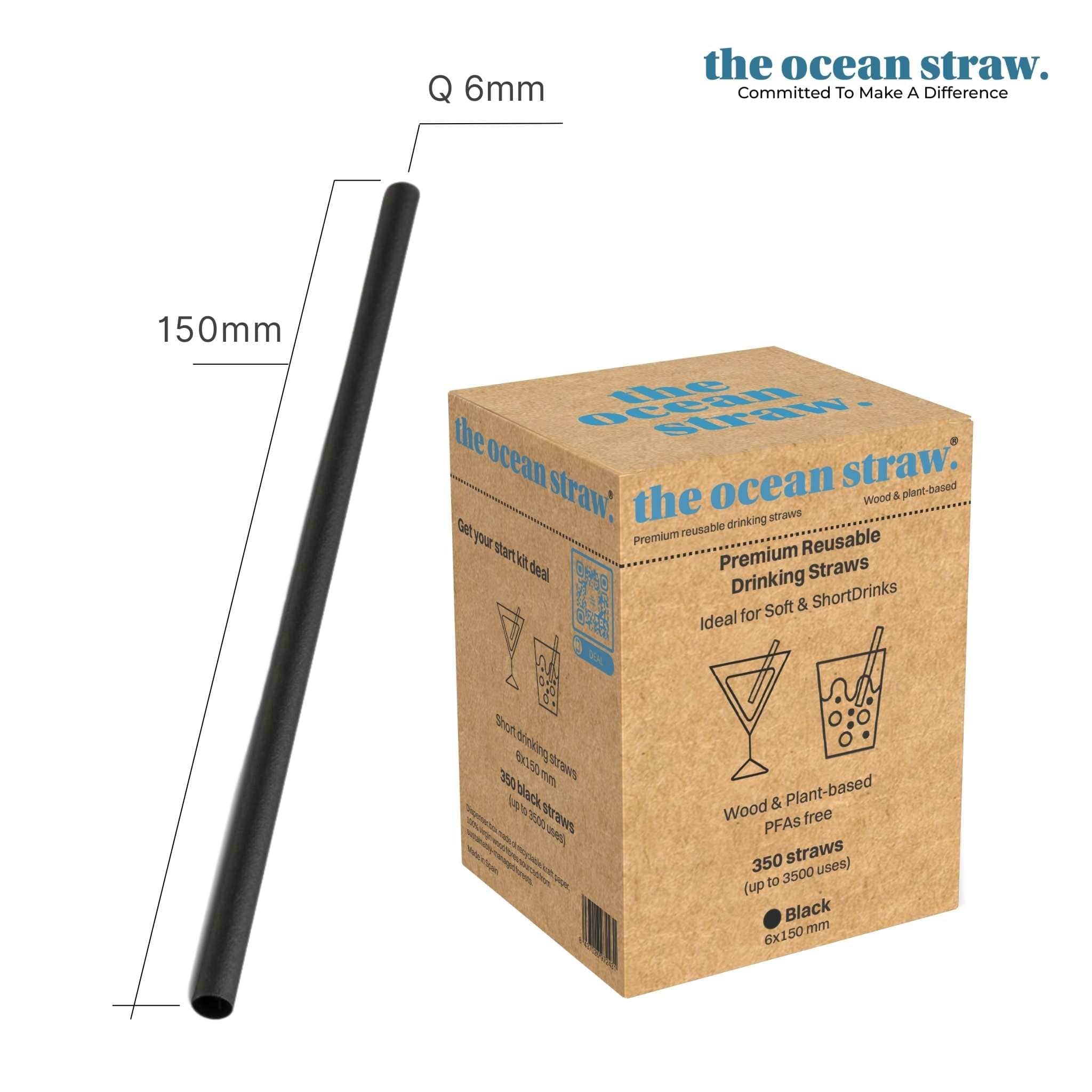 The Ocean Straw 6mm - Cocktails & Soft Drinks Black / 150mm / Dispenser (D350) 6mm - Cocktails & Soft Drinks