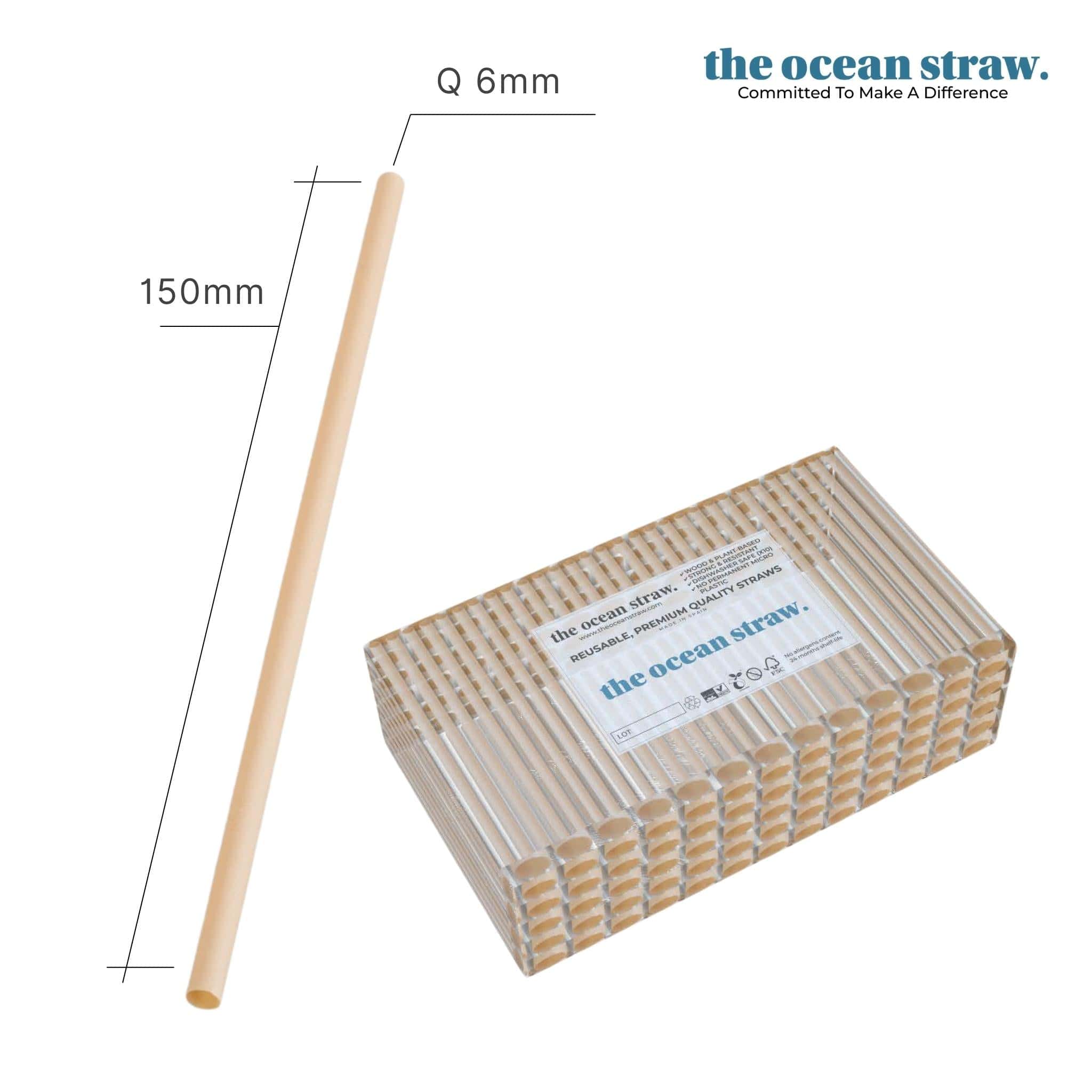 The Ocean Straw 6mm - Cocktails & Soft Drinks Nature / 150mm / Bag (B500) 6mm - Cocktails & Soft Drinks