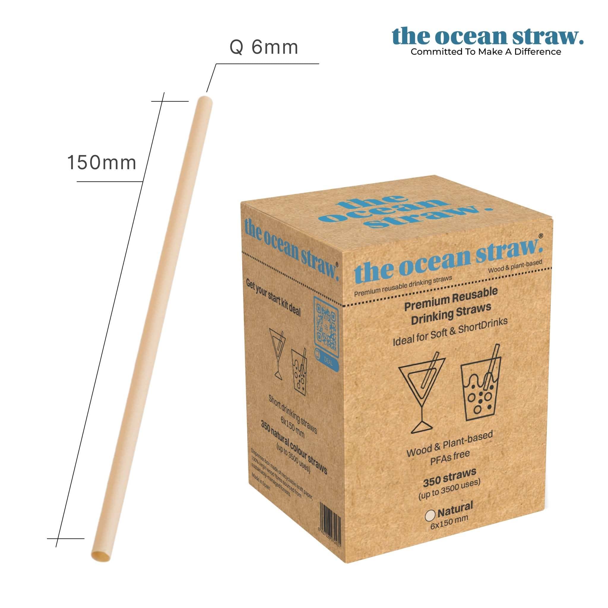 The Ocean Straw 6mm - Cocktails & Soft Drinks Nature / 150mm / Dispenser (D350) 6mm - Cocktails & Soft Drinks
