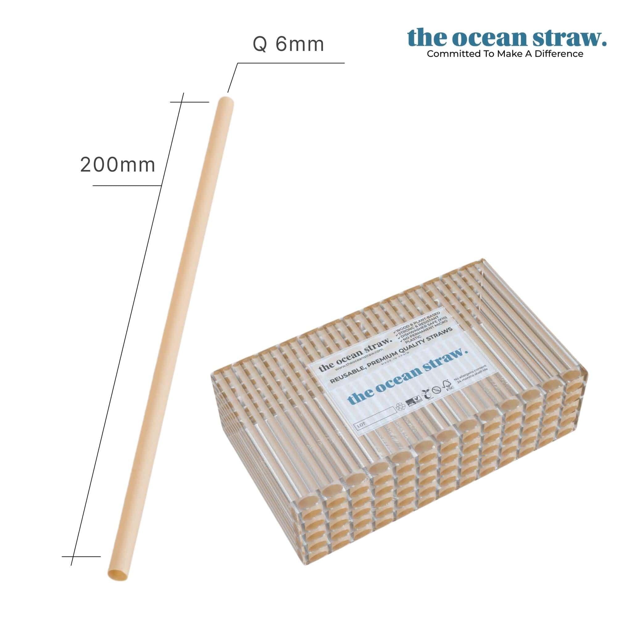 The Ocean Straw 6mm - Cocktails & Soft Drinks Nature / 200mm / Bag (B500) 6mm - Cocktails & Soft Drinks