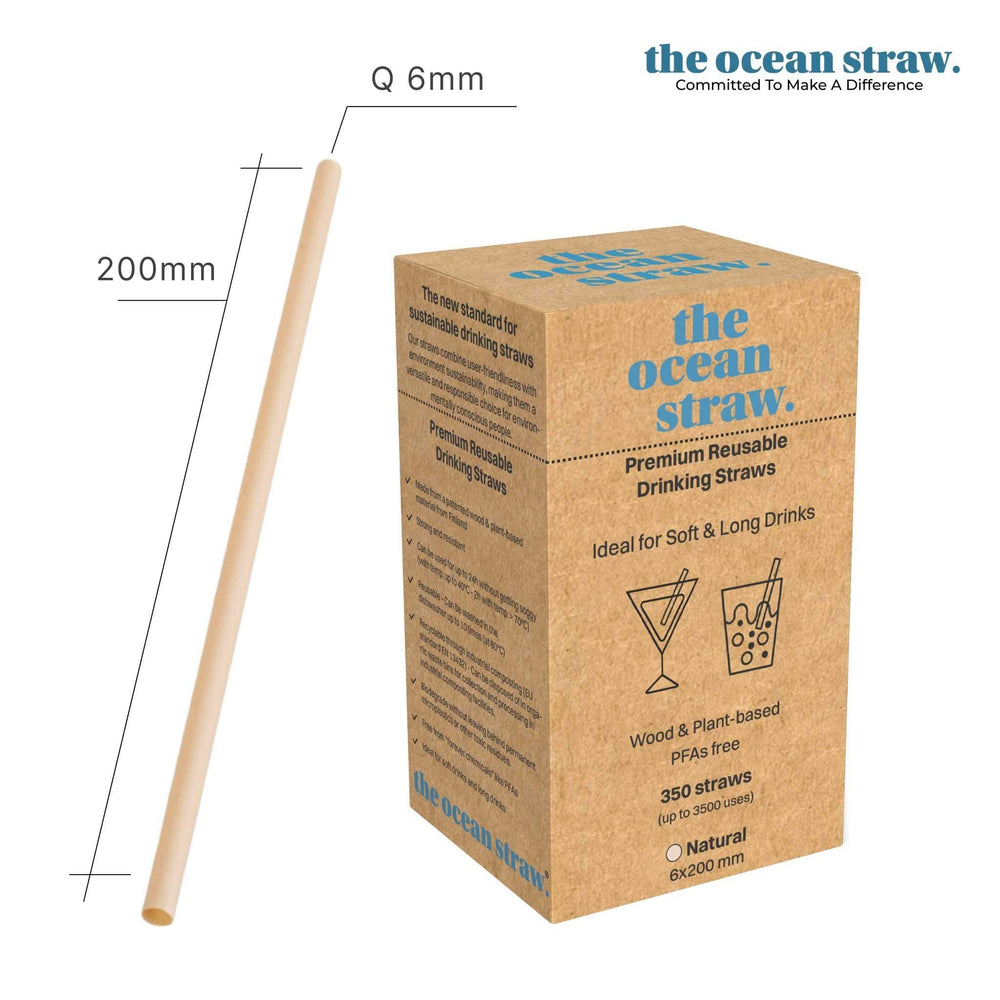 The Ocean Straw 6mm - Cocktails & Soft Drinks Nature / 200mm / Dispenser (D350) 6mm - Cocktails & Soft Drinks