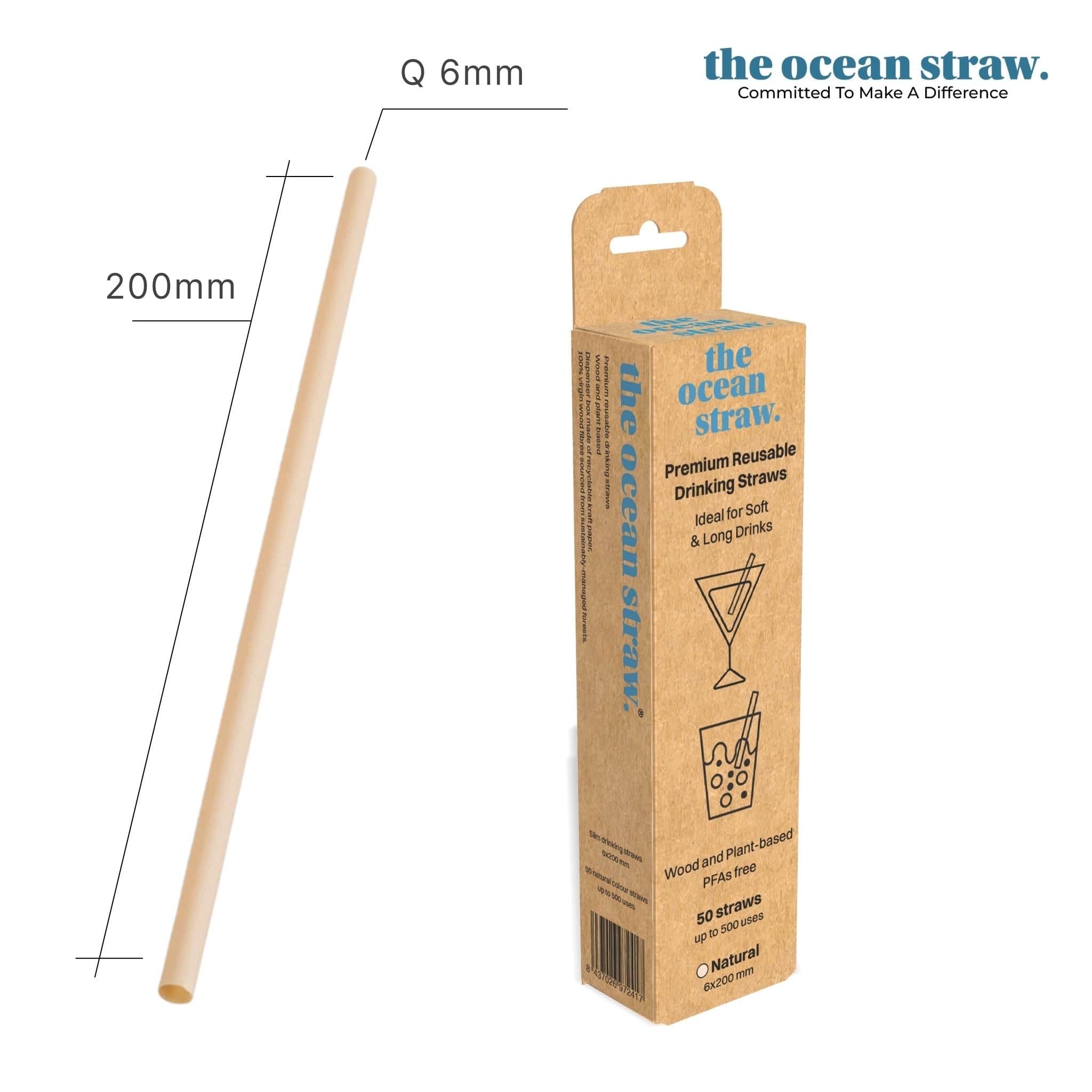 The Ocean Straw 6mm - Cocktails & Soft Drinks Nature / 200mm / Dispenser (D50) 6mm - Cocktails & Soft Drinks
