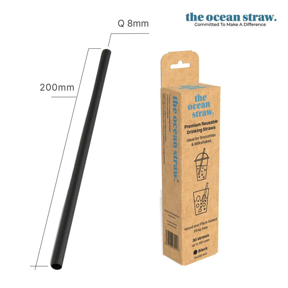 The Ocean Straw 8mm - Smoothies & MIlkshakes Black / 200mm / Dispenser (D30) 8mm - Smoothies & Milkshakes