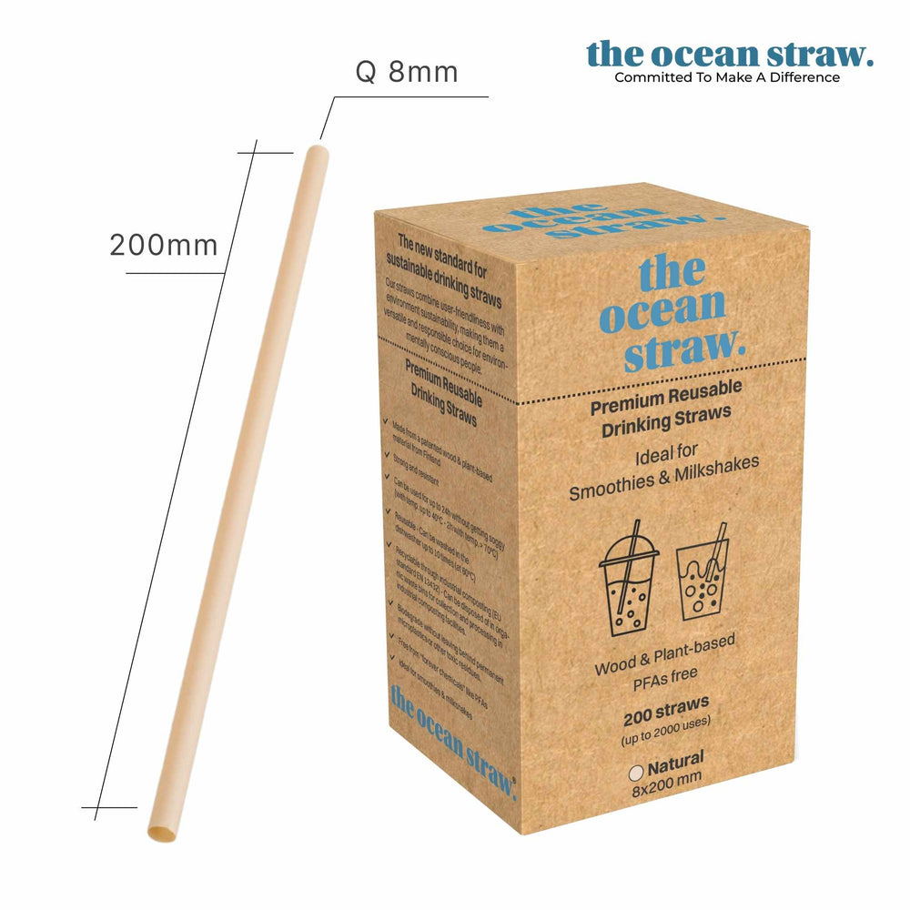 The Ocean Straw 8mm - Smoothies & MIlkshakes Nature / 200mm / Dispenser (D200) 8mm - Smoothies & Milkshakes