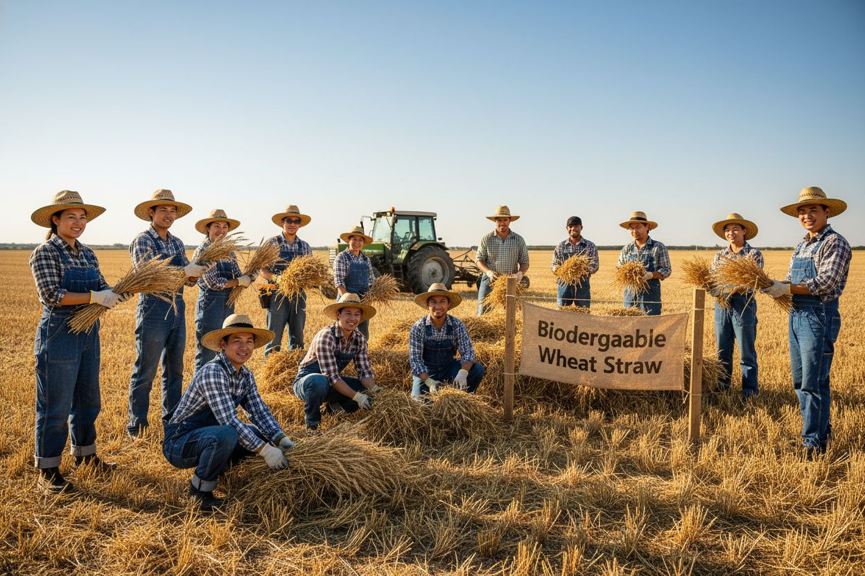 biodegradable wheat straw field