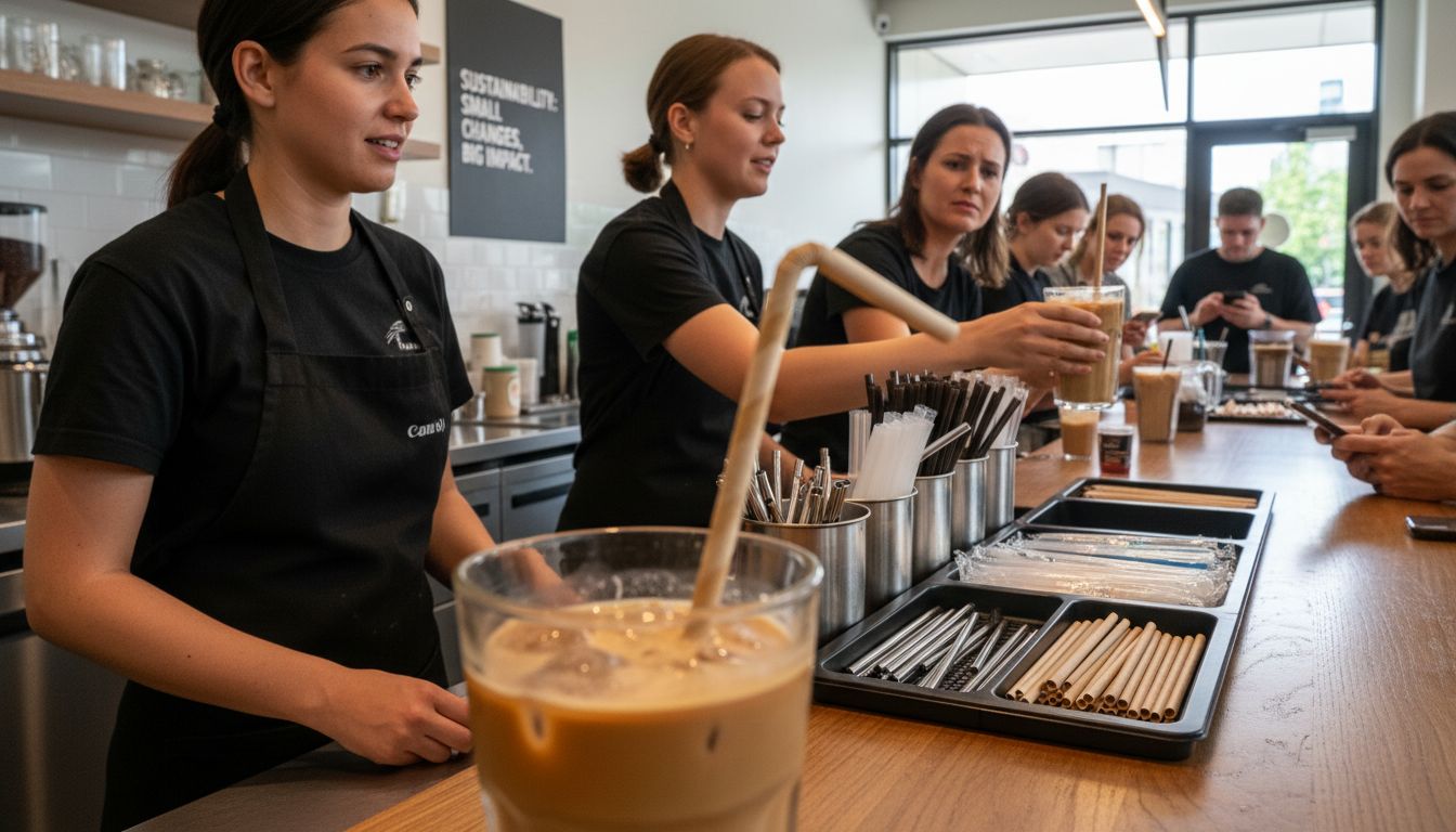 paper straw problems café