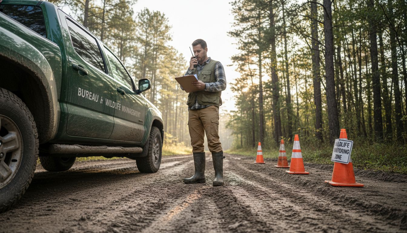 Wildlife biologist working in managed forest field