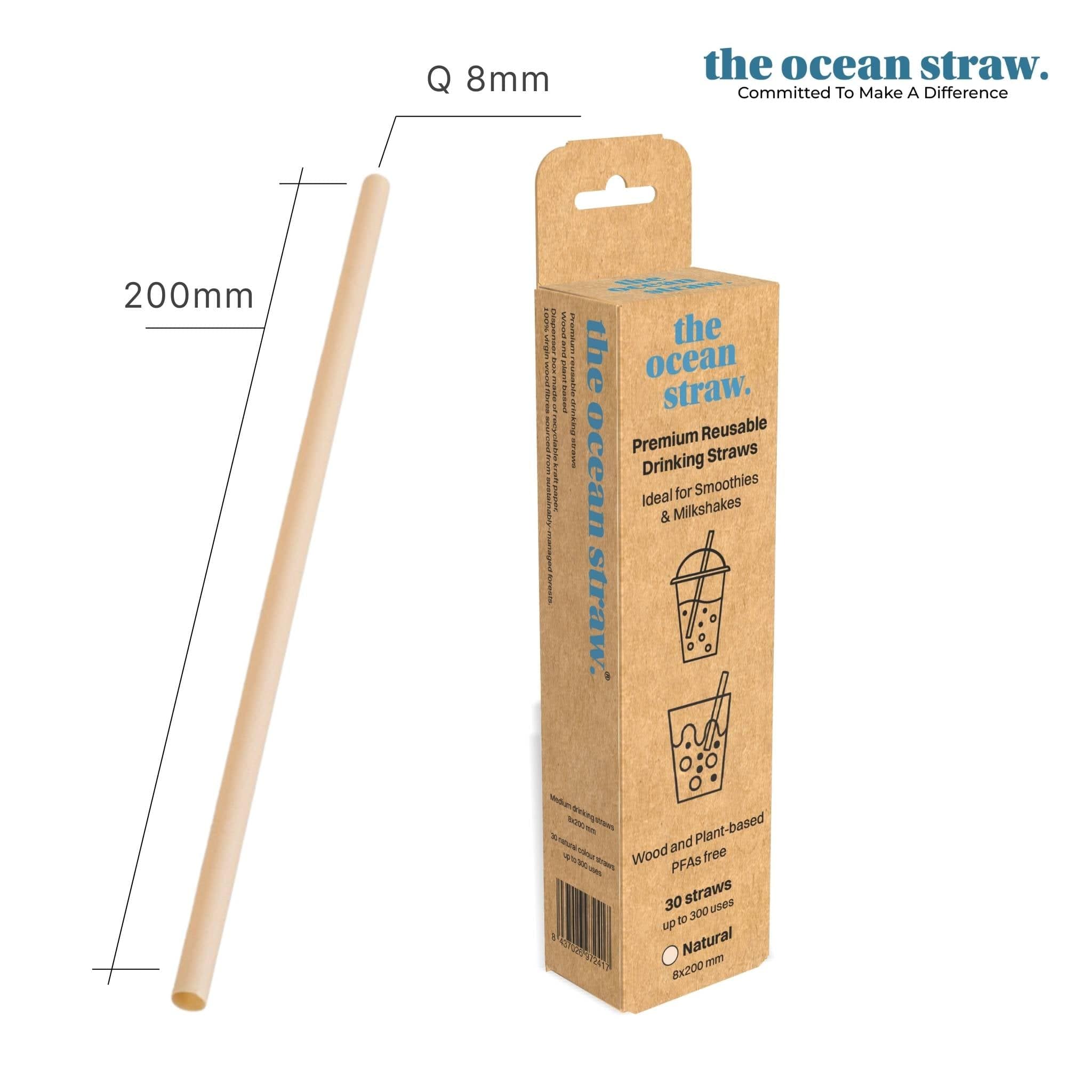 The Ocean Straw 8mm - Smoothies & MIlkshakes Nature / 200mm / Dispenser (D30) 8mm - Smoothies & Milkshakes